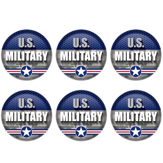 Beistle 2" Blue & Silver U.S. Military Buttons, 6ct.
